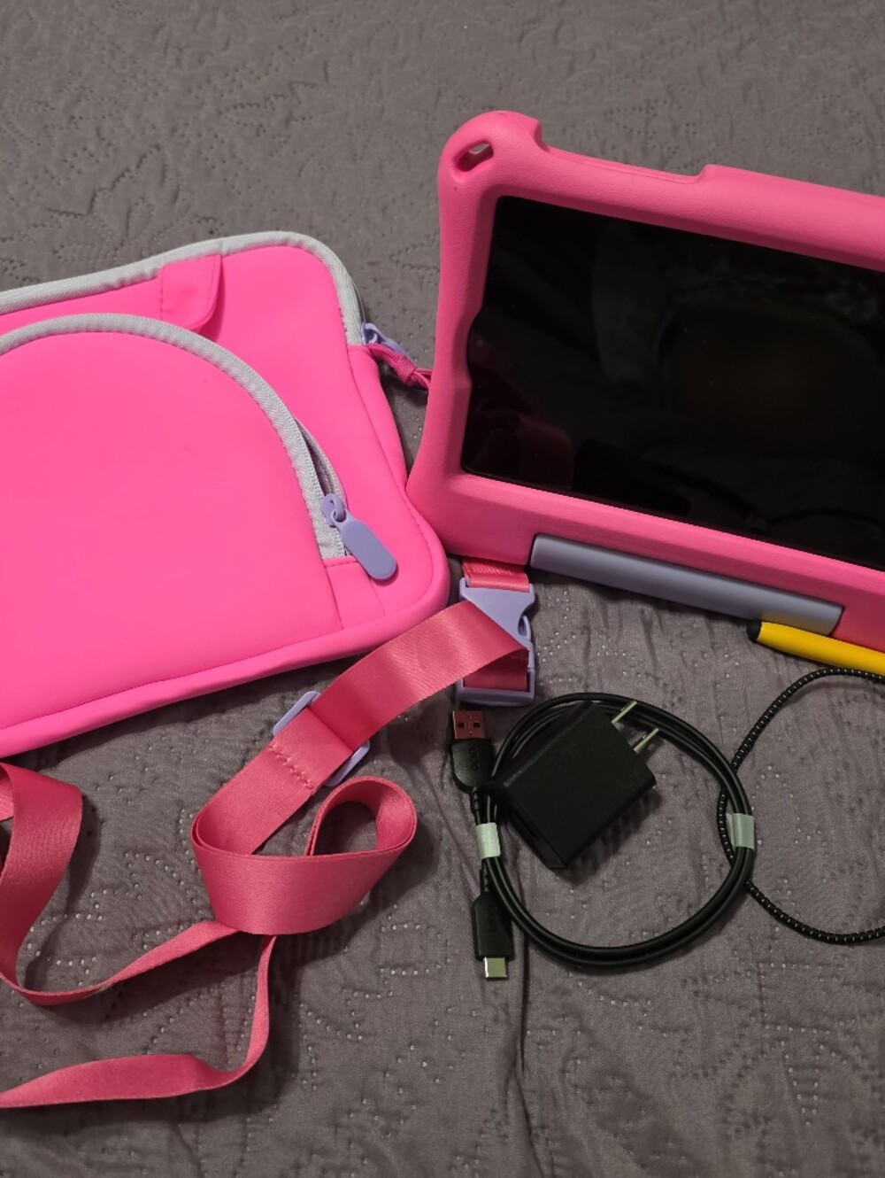 Kid-Friendly ONN Pink Tablet with Protective Case and Carrying Bag